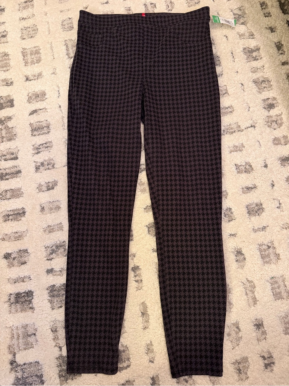SPANX Black and Gray Houndstooth Leggings Pants L/27” inseam